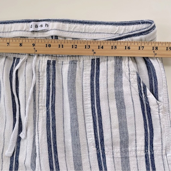 dash Women's Blue White Striped Linen Blend Pull On Pants Coastal Size Large - Picture 6 of 8